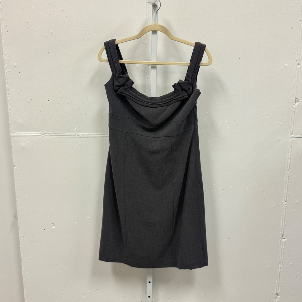 Elie Tahari Gray Draped Square Neck Sheath Mini Dress Sz 10 Professional Career